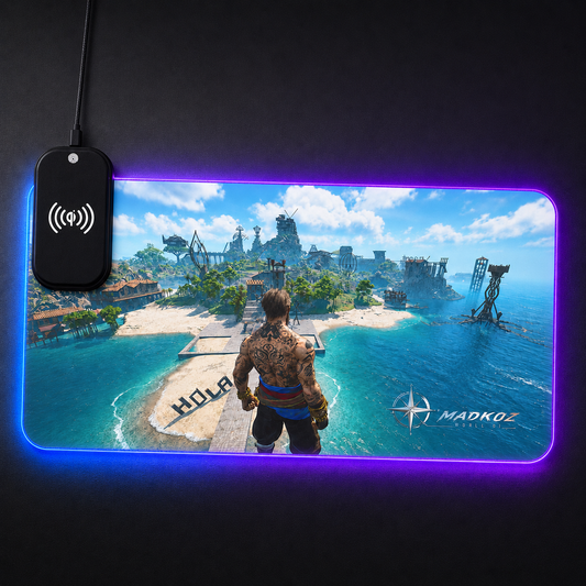 LED RGB MADKOZ WORLD 01 PRO Gaming Desk Mat + 15W Wireless Charging
